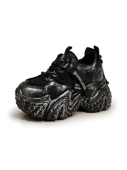Distressed Sculptural Platform Sneakers