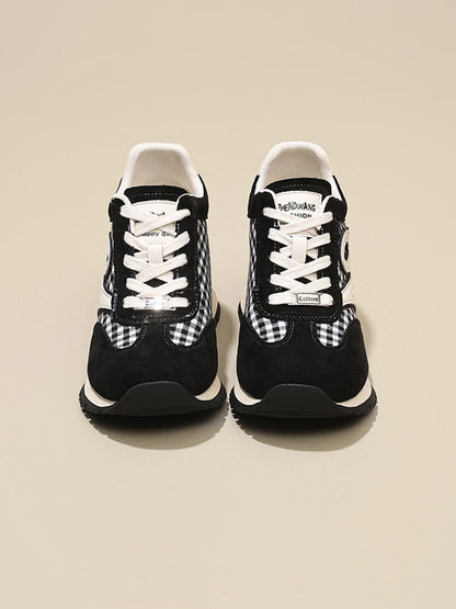 Gingham Hidden-Wedge Platform Sneakers