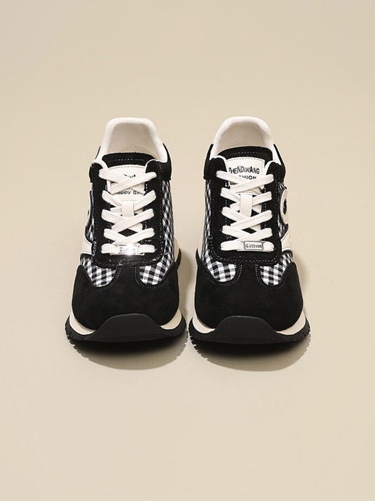 Gingham Hidden-Wedge Platform Sneakers