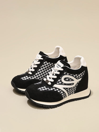 Gingham Hidden-Wedge Platform Sneakers