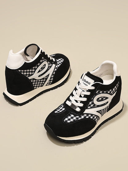 Gingham Hidden-Wedge Platform Sneakers