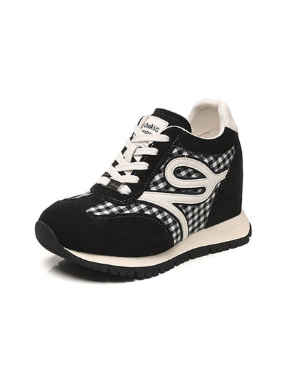 Gingham Hidden-Wedge Platform Sneakers