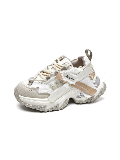 Patchwork Mesh Trail Platform Sneakers