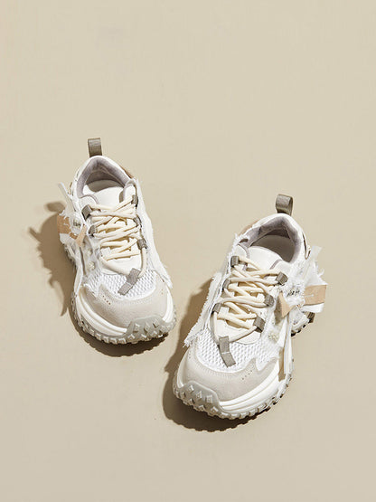 Patchwork Mesh Trail Platform Sneakers