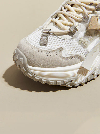 Patchwork Mesh Trail Platform Sneakers