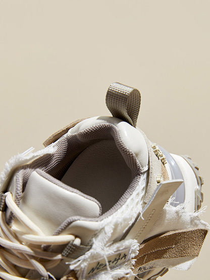 Patchwork Mesh Trail Platform Sneakers