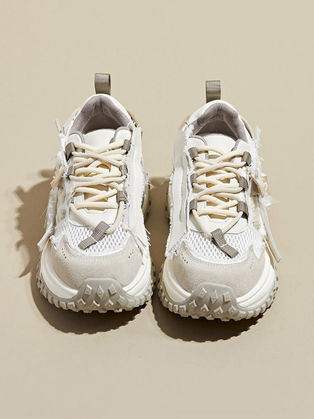 Patchwork Mesh Trail Platform Sneakers
