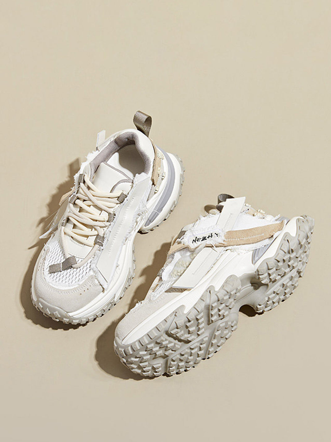 Patchwork Mesh Trail Platform Sneakers
