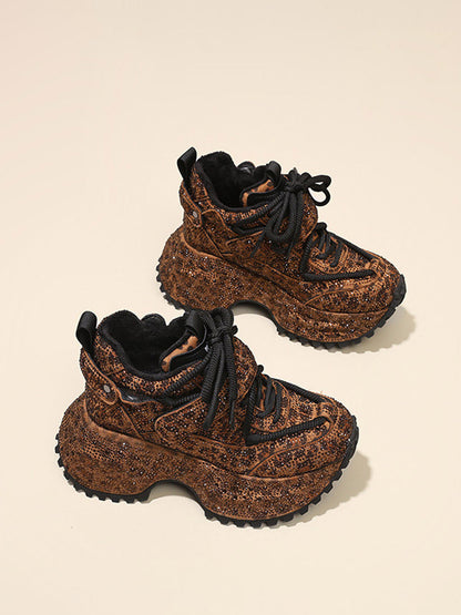 Rhinestone Leopard Platform Sneakers
