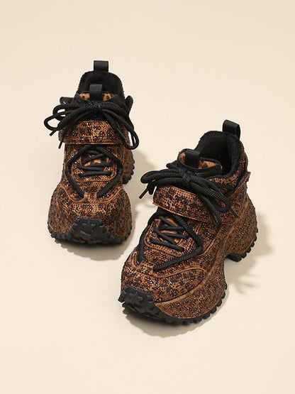 Rhinestone Leopard Platform Sneakers