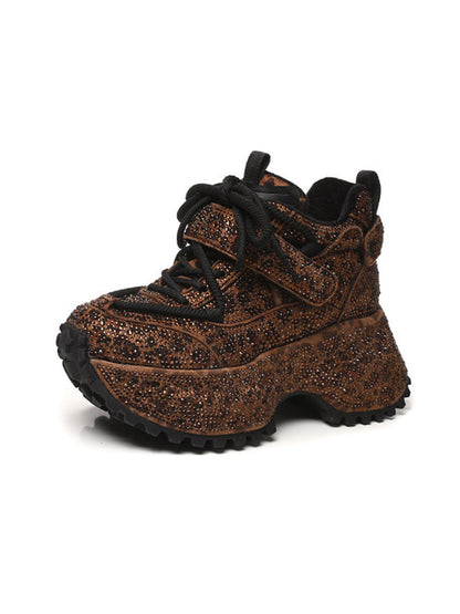 Rhinestone Leopard Platform Sneakers