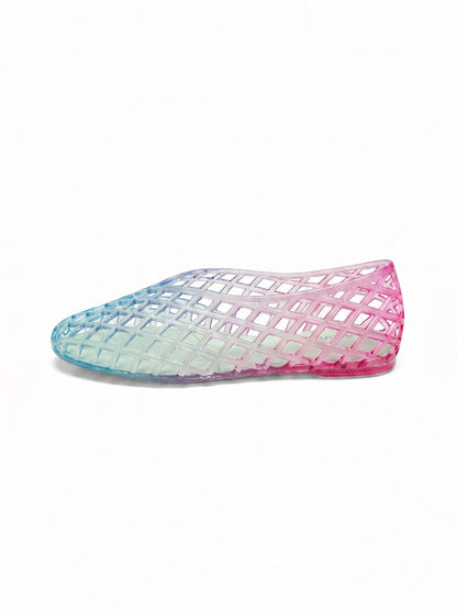 Gradient Rainbow Jelly Ballet Flats