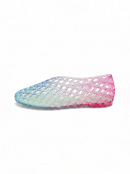 Gradient Rainbow Jelly Ballet Flats