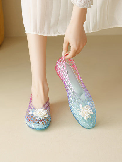 Gradient Rainbow Jelly Ballet Flats