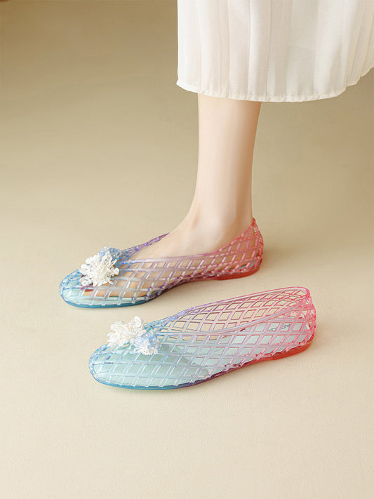 Gradient Rainbow Jelly Ballet Flats