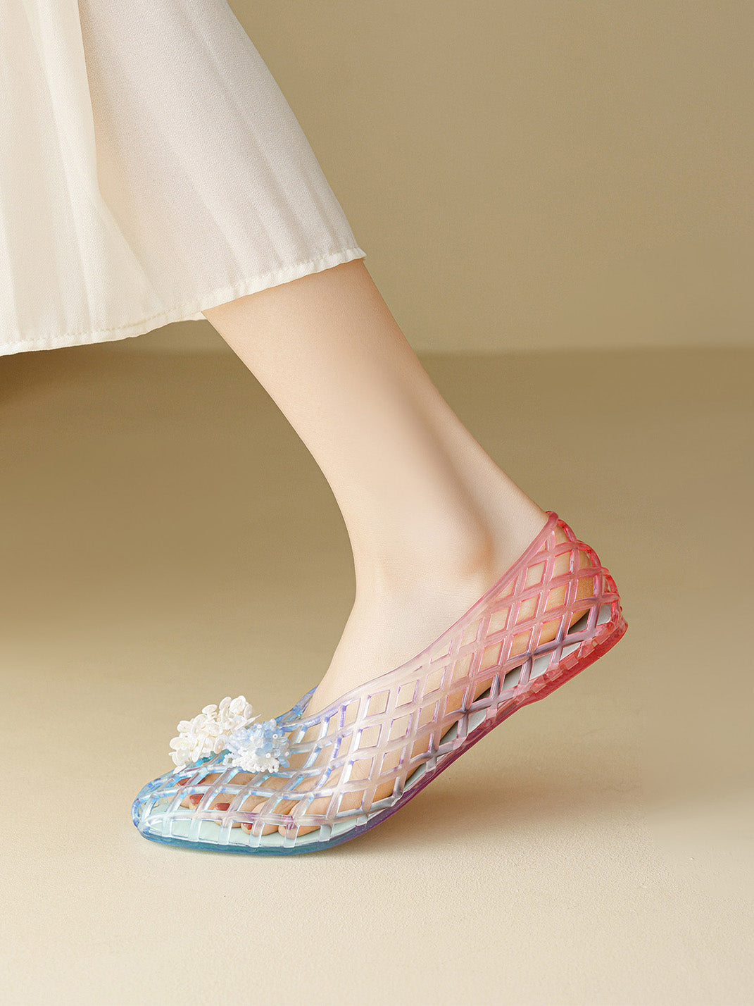 Gradient Rainbow Jelly Ballet Flats