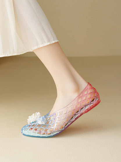 Gradient Rainbow Jelly Ballet Flats