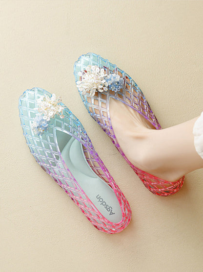 Gradient Rainbow Jelly Ballet Flats