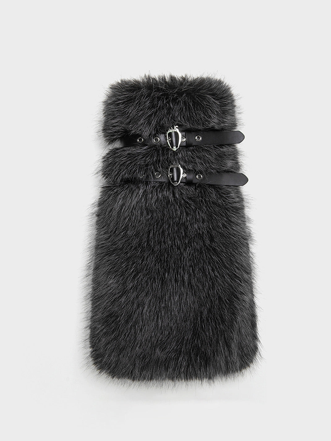 Gray Fur Gaiter Platform Calf Boots