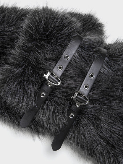 Gray Fur Gaiter Platform Calf Boots