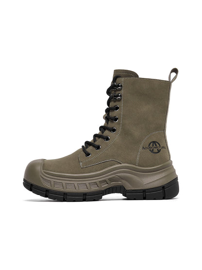Gray Protective-Toe Platform Combat Boots