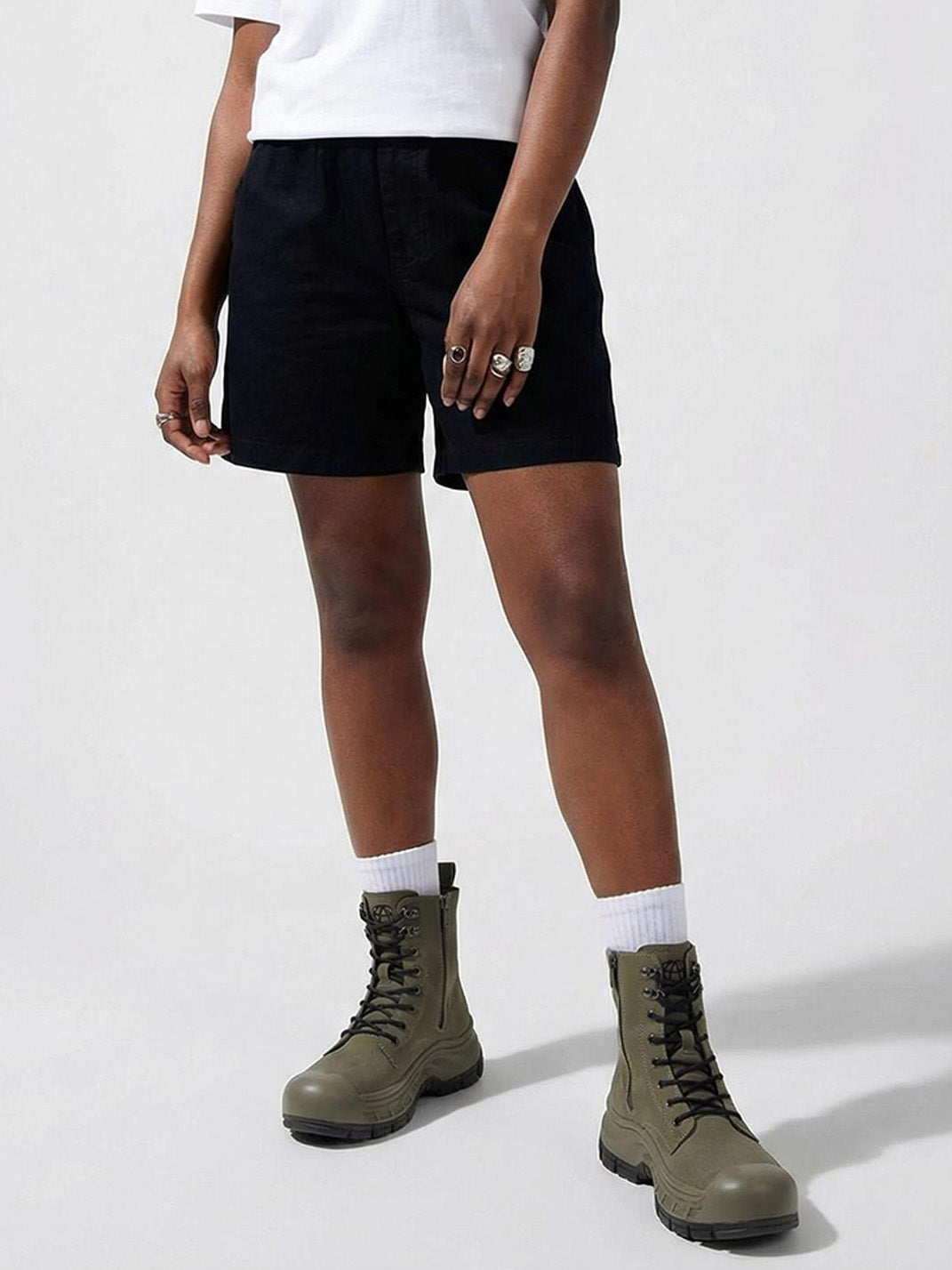 Gray Protective-Toe Platform Combat Boots