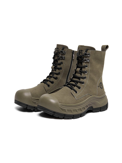 Gray Protective-Toe Platform Combat Boots