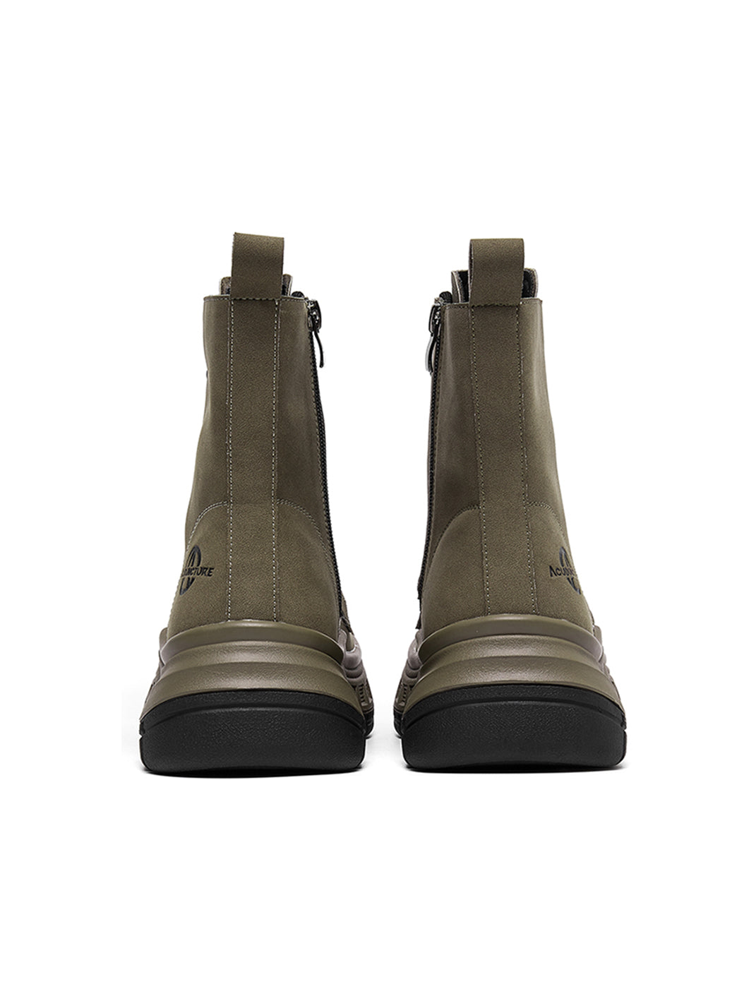 Gray Protective-Toe Platform Combat Boots