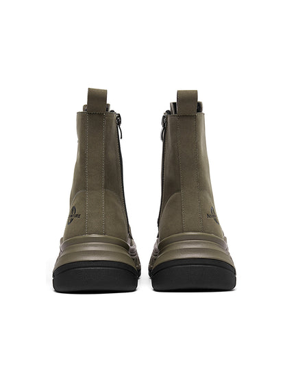 Gray Protective-Toe Platform Combat Boots