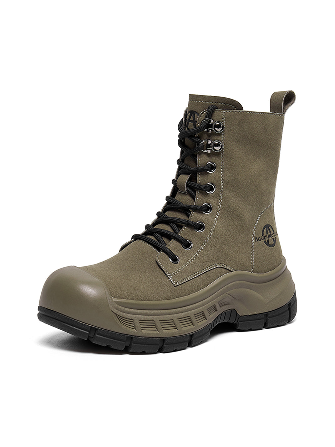 Gray Protective-Toe Platform Combat Boots