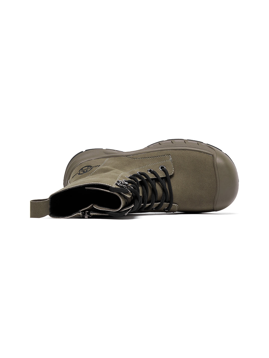 Gray Protective-Toe Platform Combat Boots