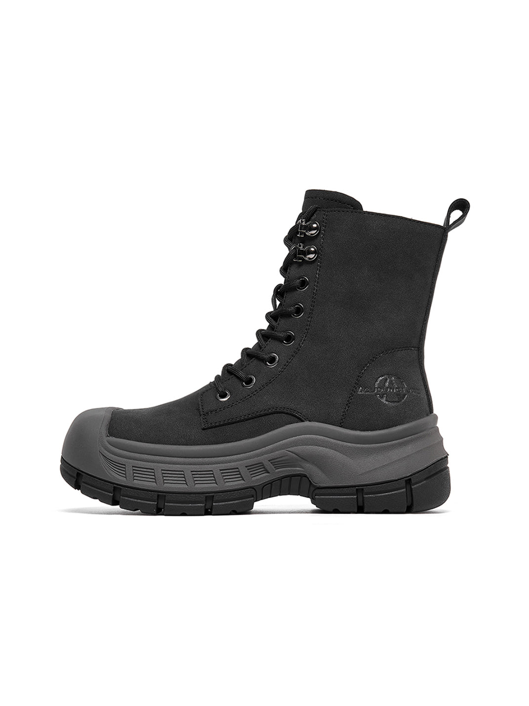 Gray Protective-Toe Platform Combat Boots