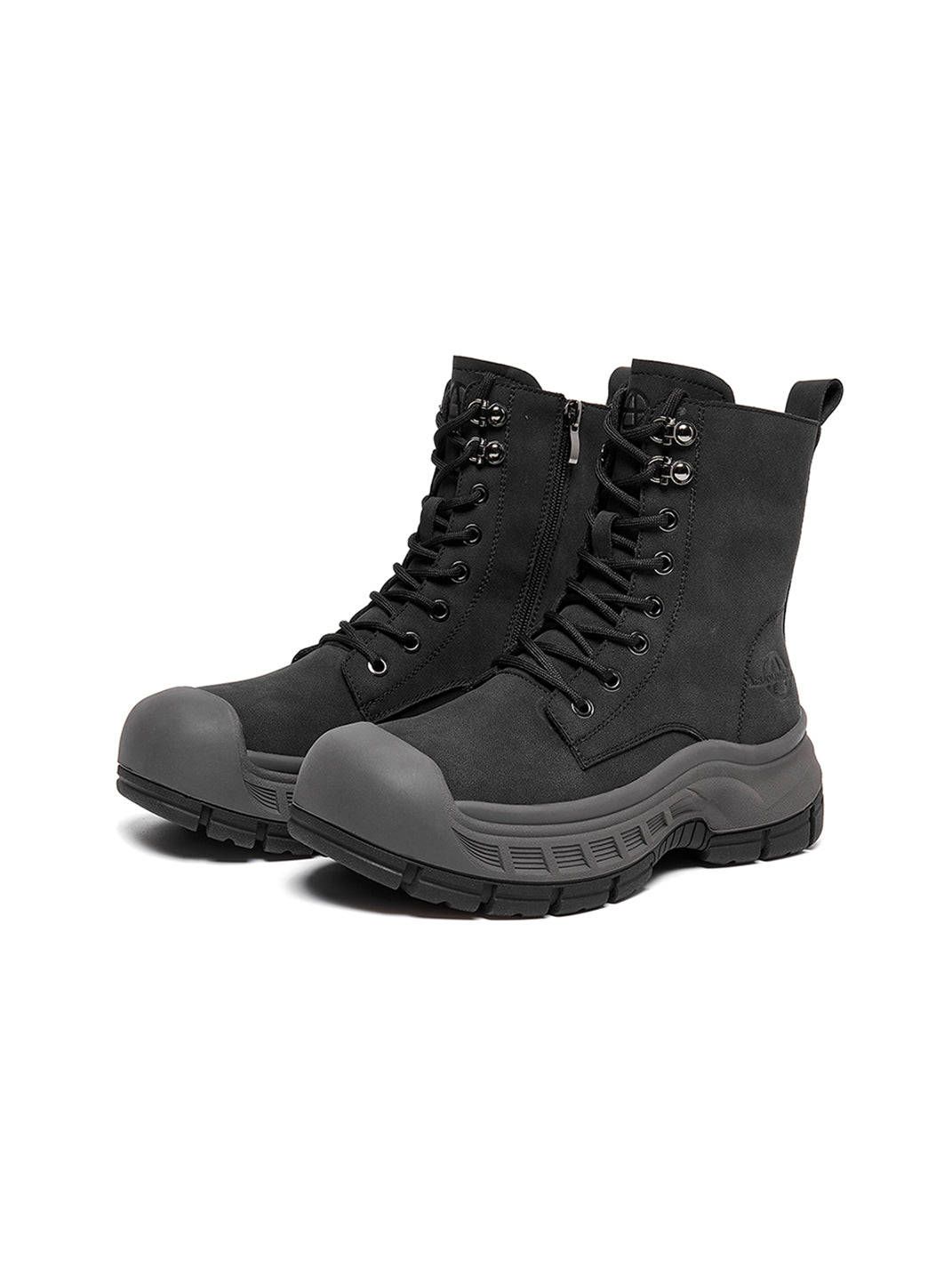 Gray Protective-Toe Platform Combat Boots