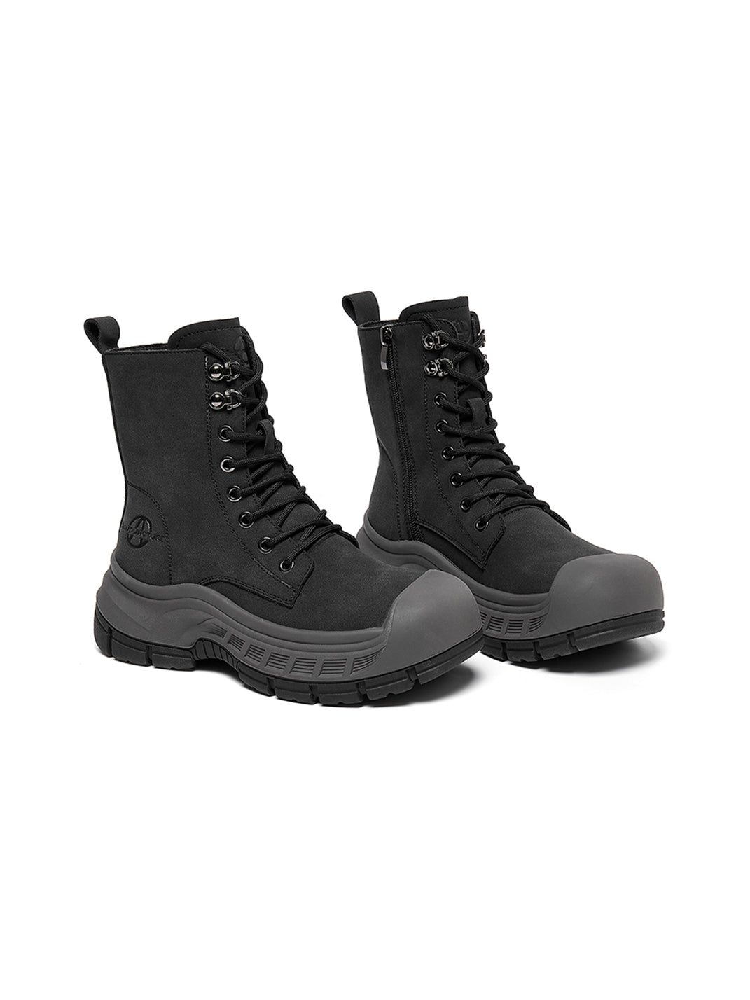 Gray Protective-Toe Platform Combat Boots