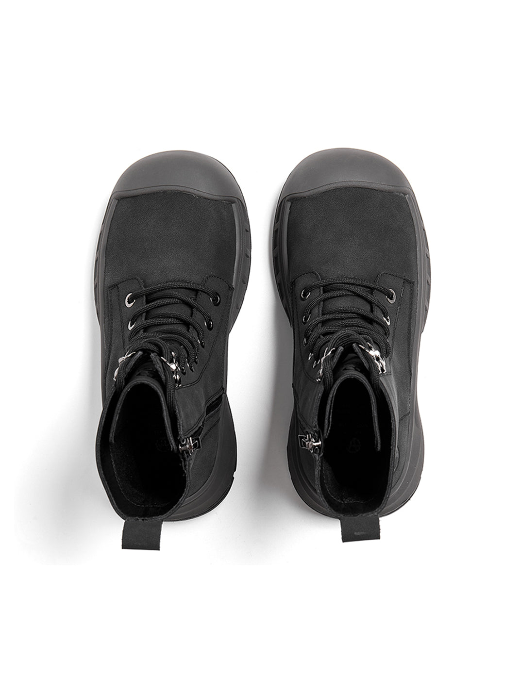 Gray Protective-Toe Platform Combat Boots