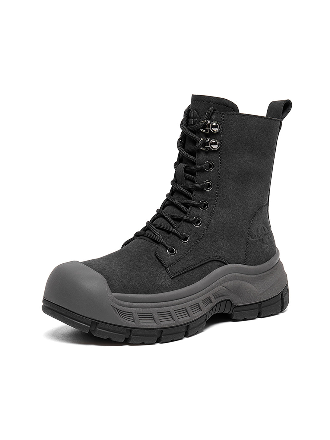 Gray Protective-Toe Platform Combat Boots