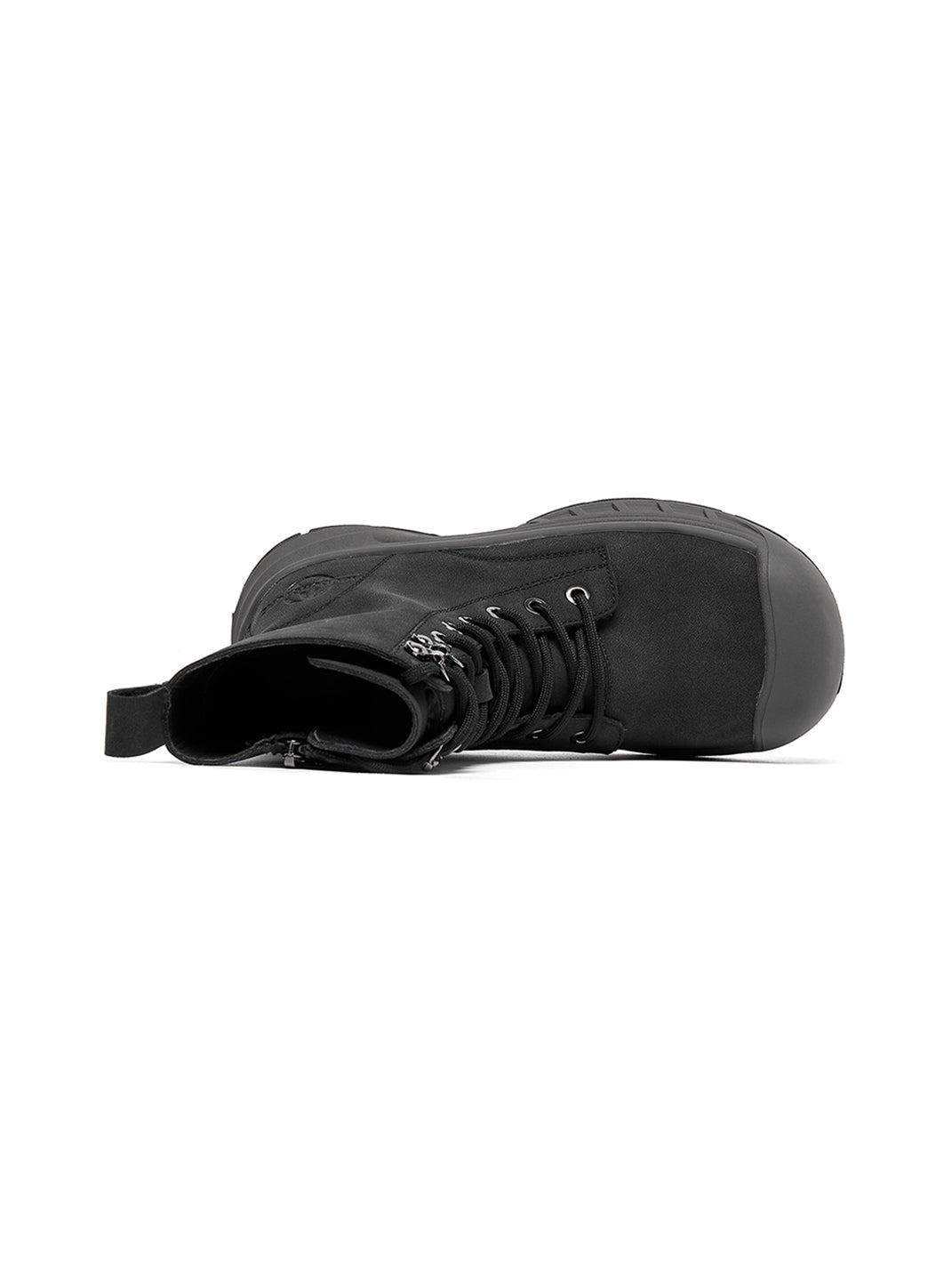 Gray Protective-Toe Platform Combat Boots