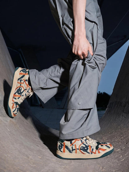 Green Graffiti Canvas Low-Top Sneakers