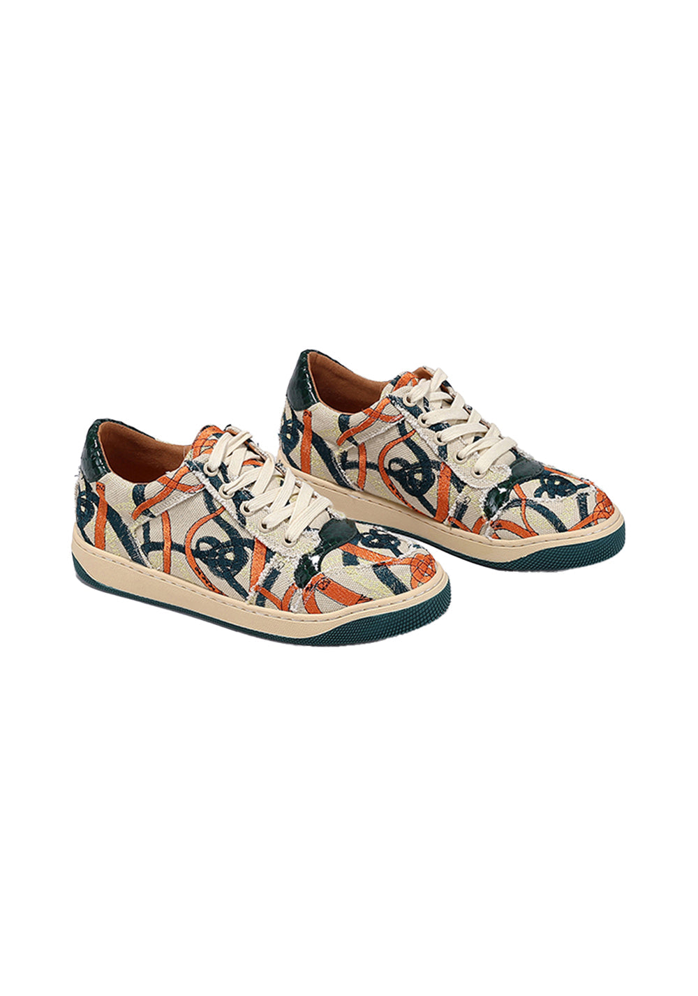 Green Graffiti Canvas Low-Top Sneakers