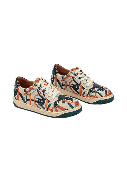 Green Graffiti Canvas Low-Top Sneakers