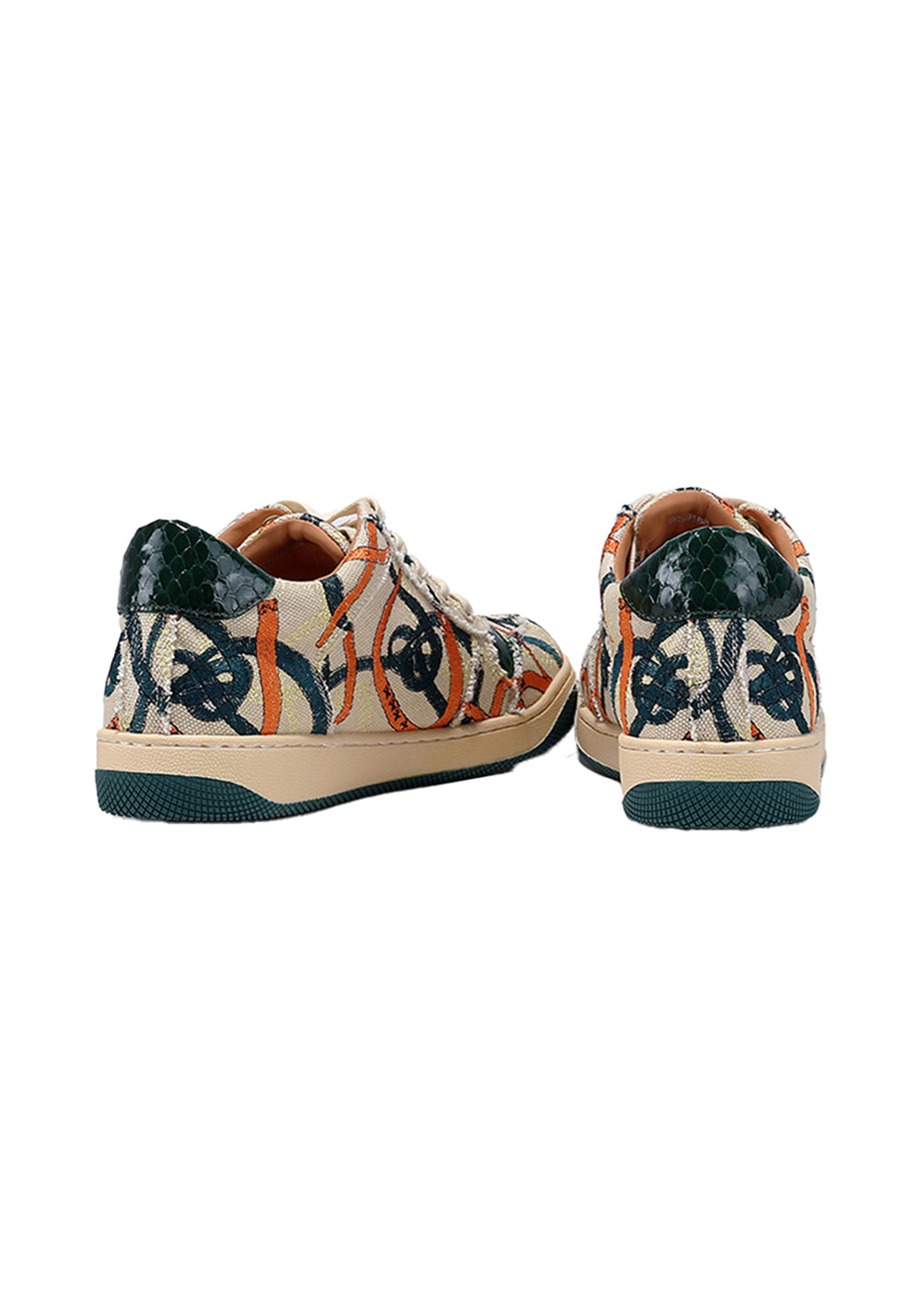 Green Graffiti Canvas Low-Top Sneakers