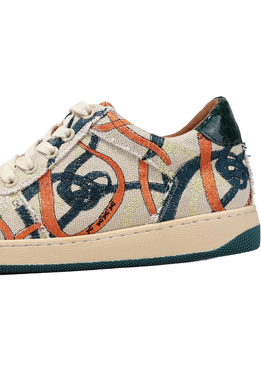 Green Graffiti Canvas Low-Top Sneakers
