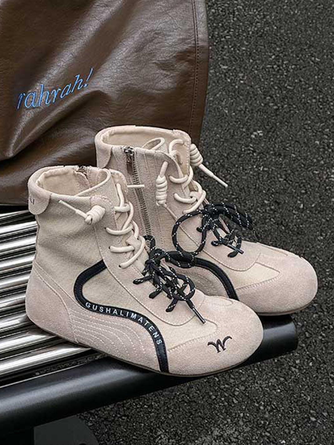 Double-Lace Suede Racing Training Boots