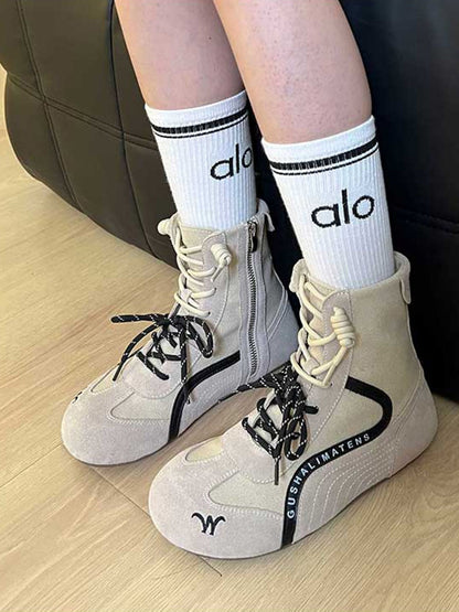 Double-Lace Suede Racing Training Boots