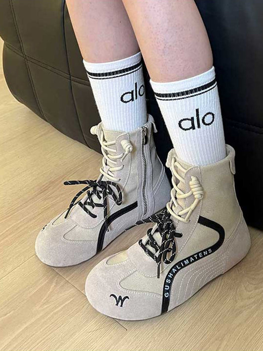 Double-Lace Suede Racing Training Boots