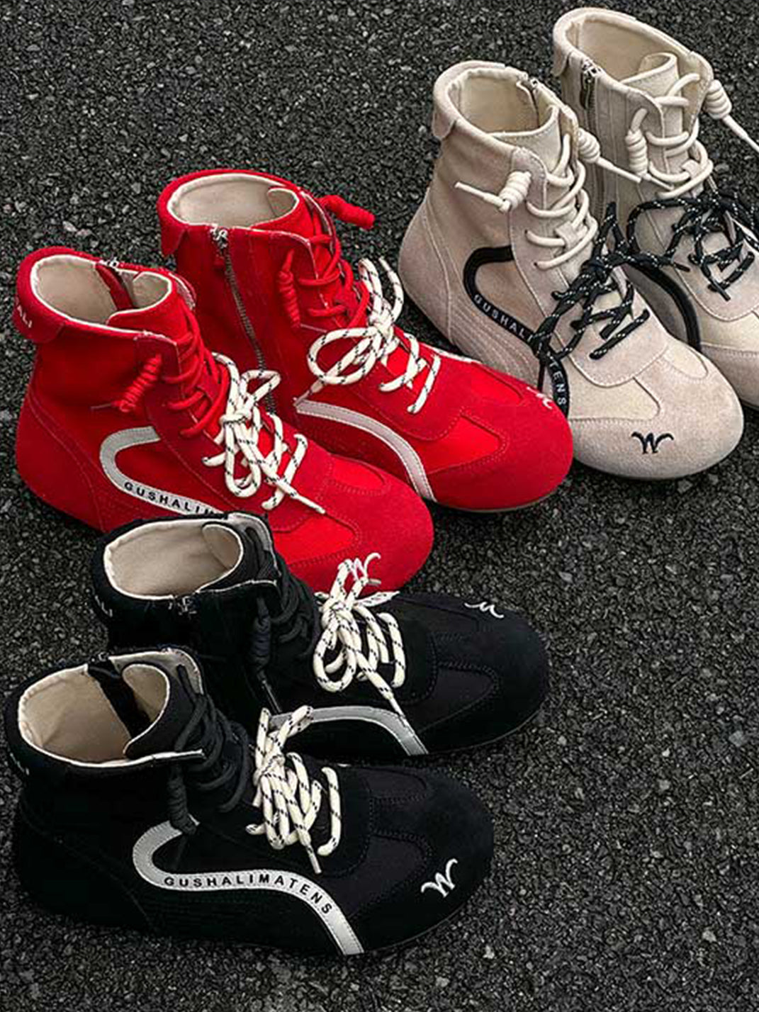 Double-Lace Suede Racing Training Boots