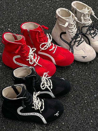 Double-Lace Suede Racing Training Boots