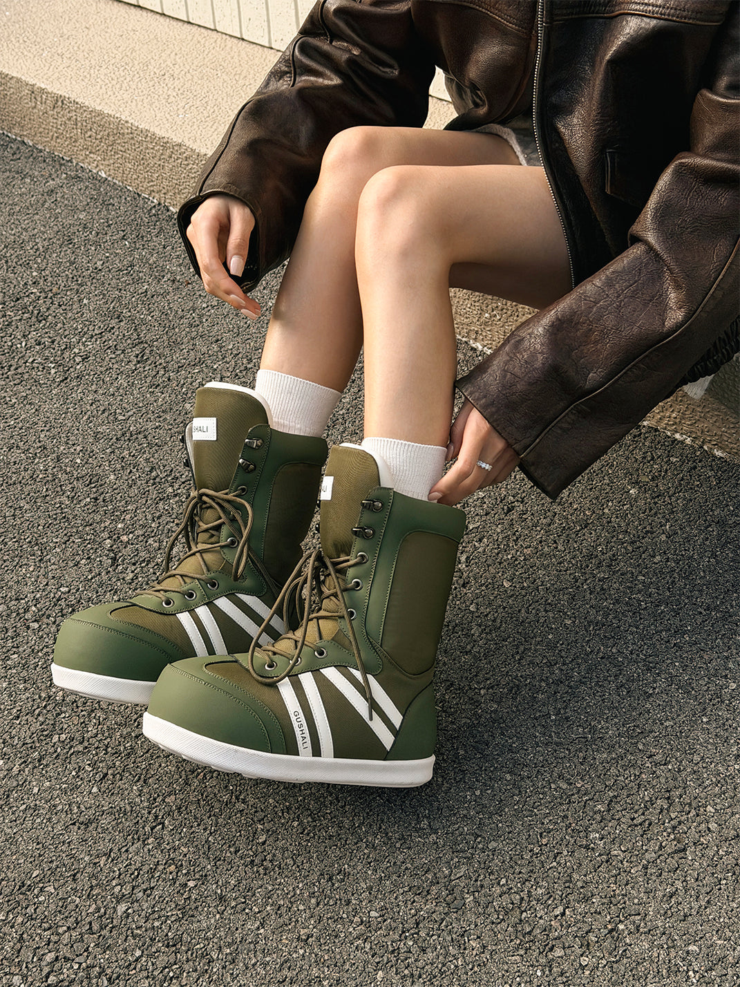 Fleece-Lined Graphic Lace-Up Snow Boots