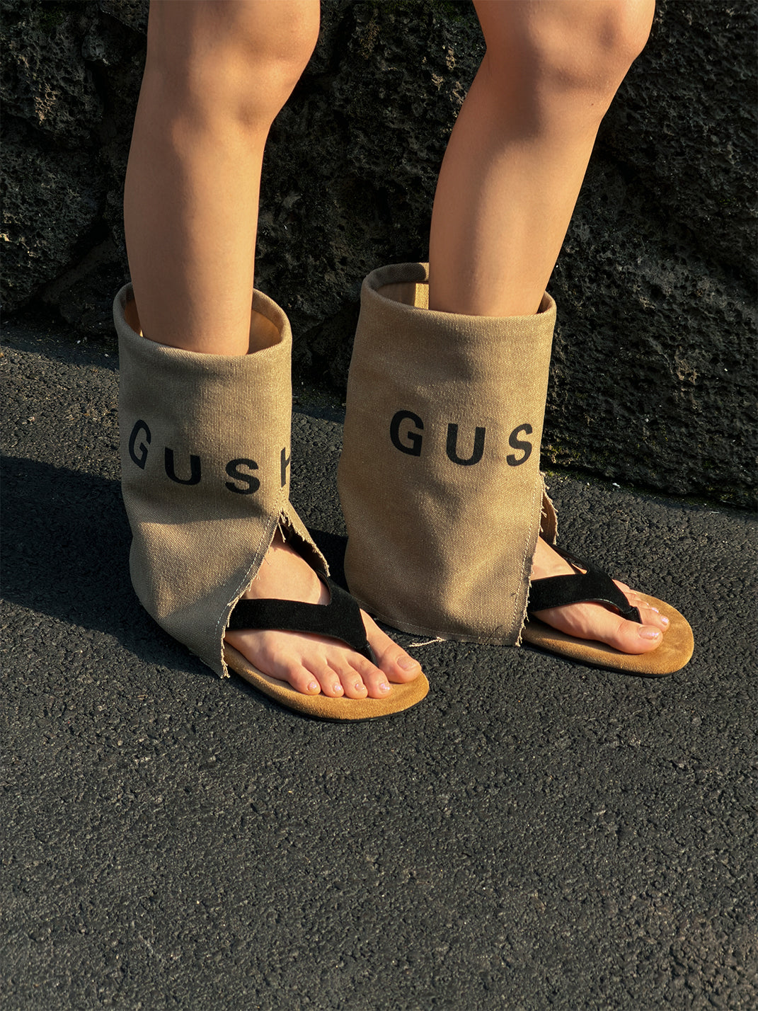 Split-Toe Suede Western Sandal Boots