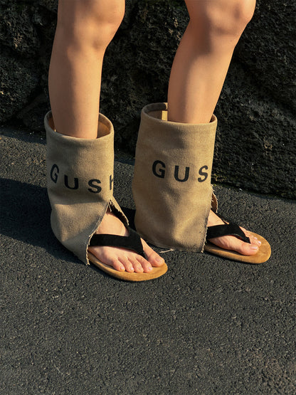 Split-Toe Suede Western Sandal Boots